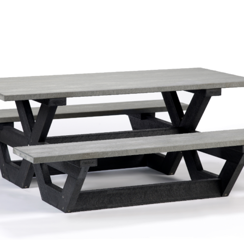 Kunststof-picknicktafel-openbare-ruimte-zwart-grijs.